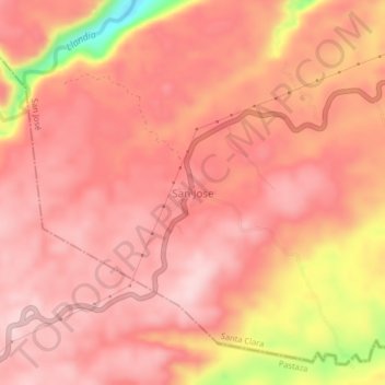 Mapa topográfico San Jose, altitud, relieve