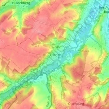 Mapa topográfico Terlanen, altitud, relieve