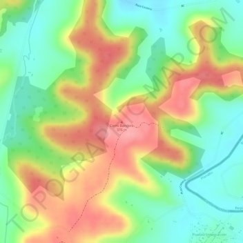 Mapa topográfico Cerro Bandera, altitud, relieve