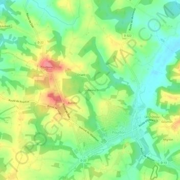 Mapa topográfico Solferino, altitud, relieve