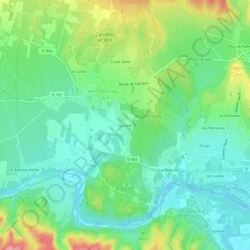 Mapa topográfico la Lône, altitud, relieve