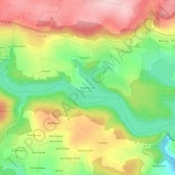 Mapa topográfico Beau Rivage, altitud, relieve