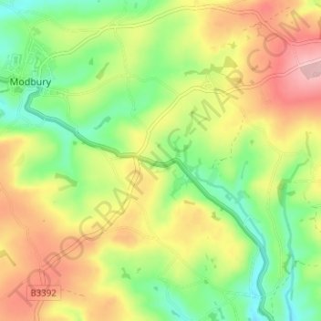 Mapa topográfico Harraton, altitud, relieve