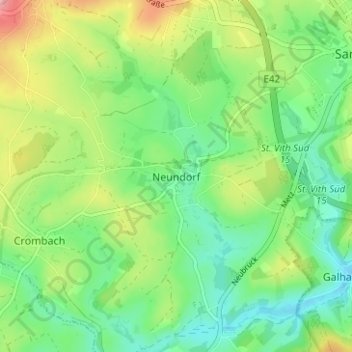 Mapa topográfico Neundorf, altitud, relieve