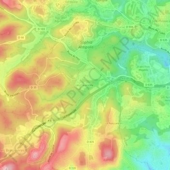 Mapa topográfico Les Clausonnes, altitud, relieve