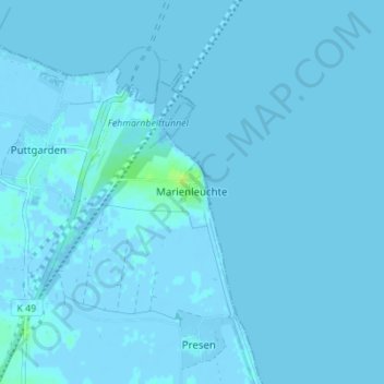 Mapa topográfico Marienleuchte, altitud, relieve