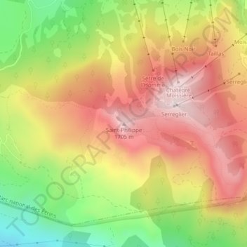 Mapa topográfico Saint-Philippe, altitud, relieve