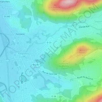 Mapa topográfico Le Reposoire, altitud, relieve