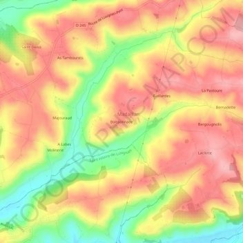 Mapa topográfico Boissonnade, altitud, relieve