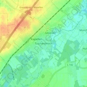 Mapa topográfico Tüschenbroich, altitud, relieve