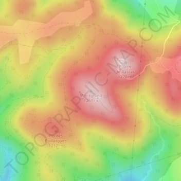 Mapa topográfico Montgrand, altitud, relieve