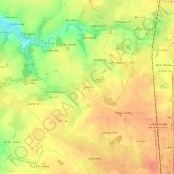 Mapa topográfico La Touche, altitud, relieve