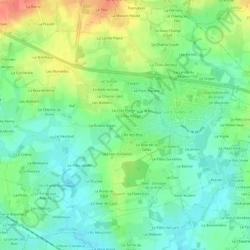 Mapa topográfico Le Puits Gaillard, altitud, relieve