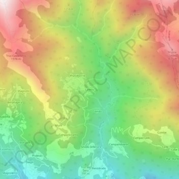 Mapa topográfico Laietto, altitud, relieve