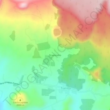 Mapa topográfico Zirapóndiro, altitud, relieve