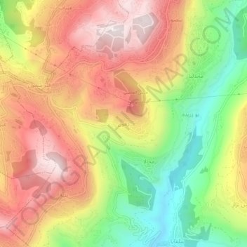 Mapa topográfico Dfoun, altitud, relieve