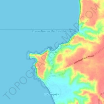 Mapa topográfico Yacila, altitud, relieve