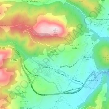 Mapa topográfico San Martín, altitud, relieve