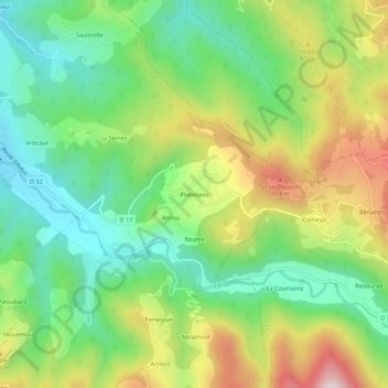 Mapa topográfico Plabidaou, altitud, relieve