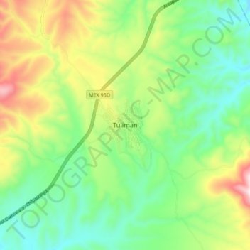 Mapa topográfico Tuliman, altitud, relieve