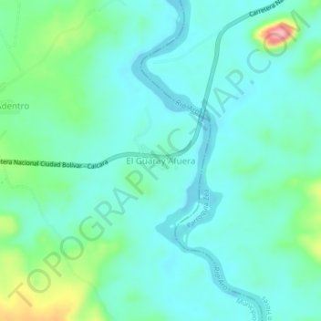Mapa topográfico El Guaray Afuera, altitud, relieve