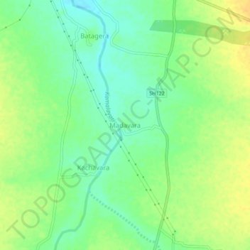 Mapa topográfico Madavara, altitud, relieve