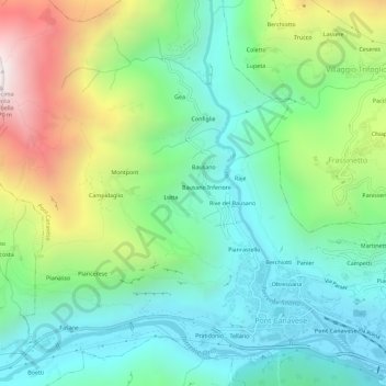Mapa topográfico Moies, altitud, relieve