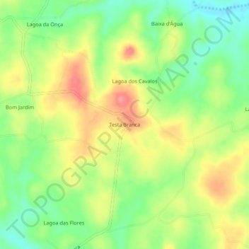 Mapa topográfico Testa Branca, altitud, relieve