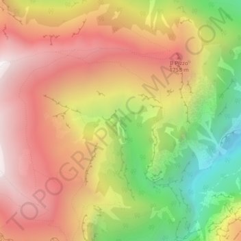 Mapa topográfico Cascata del Rio, altitud, relieve