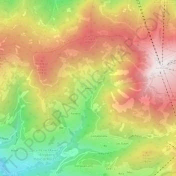 Mapa topográfico Frena, altitud, relieve