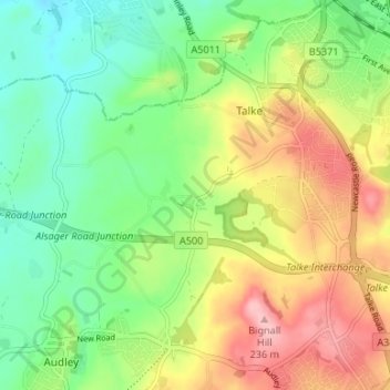 Mapa topográfico Dunkirk, altitud, relieve