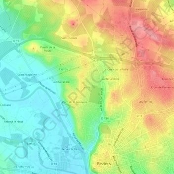 Mapa topográfico Les Fez, altitud, relieve