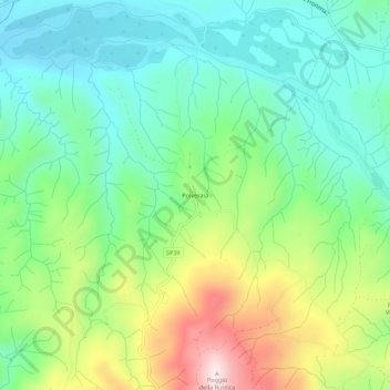 Mapa topográfico Polveraia, altitud, relieve