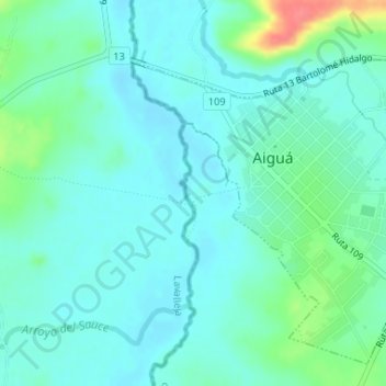 Mapa topográfico Paso de Cortés, altitud, relieve