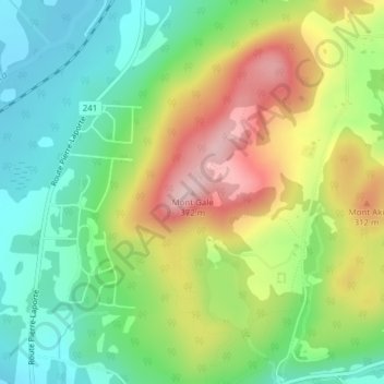 Mapa topográfico Mont Gale, altitud, relieve