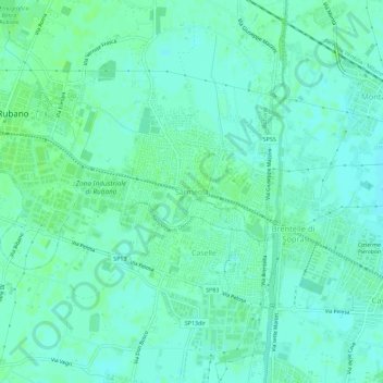 Mapa topográfico Sarmeola, altitud, relieve