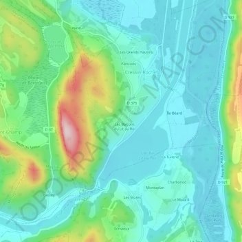 Mapa topográfico Cressin, altitud, relieve