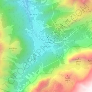 Mapa topográfico Dou des Ponts, altitud, relieve