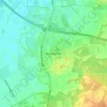 Mapa topográfico Munderloh, altitud, relieve