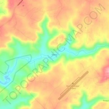 Mapa topográfico Toomy, altitud, relieve