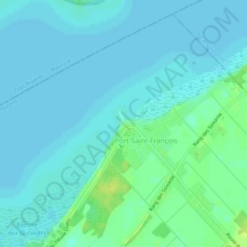 Mapa topográfico Pointe aux Sables, altitud, relieve