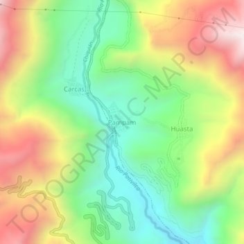 Mapa topográfico Pampam, altitud, relieve