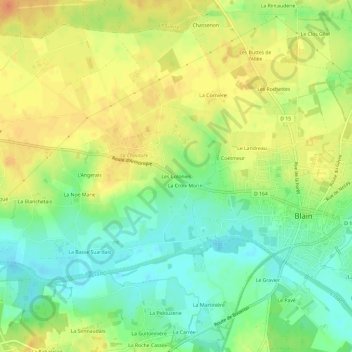 Mapa topográfico Les Colonies, altitud, relieve