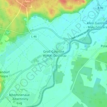 Mapa topográfico Groß Gastrose, altitud, relieve