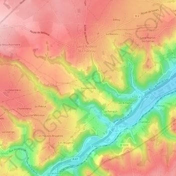 Mapa topográfico Balmondon, altitud, relieve