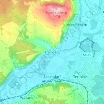 Mapa topográfico Premberg, altitud, relieve