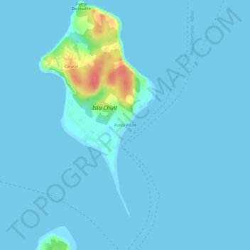 Mapa topográfico Punta Pillán, altitud, relieve