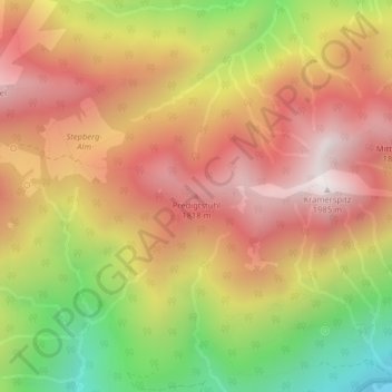 Mapa topográfico Predigtstuhl, altitud, relieve