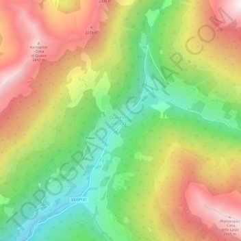Mapa topográfico Valdurna, altitud, relieve