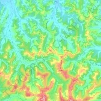 Mapa topográfico Lari, altitud, relieve